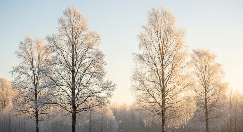 Pine tree captions in winter